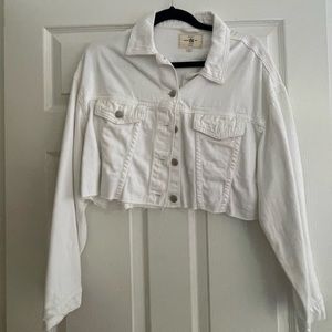 Cropped White Denim Jacket